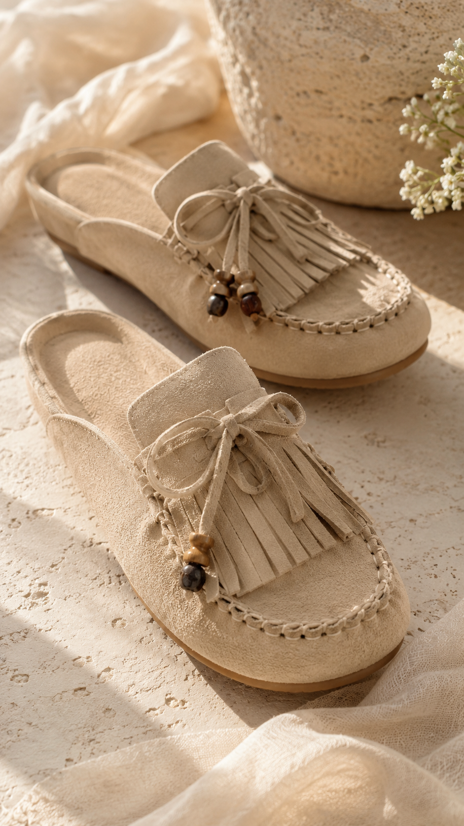 Sabrina Taupe Suede Mules