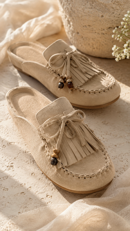 Sabrina Taupe Suede Mules