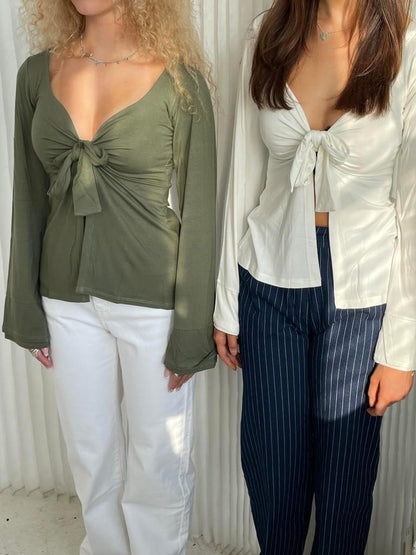 MADDY TIE FRONT BLOUSE