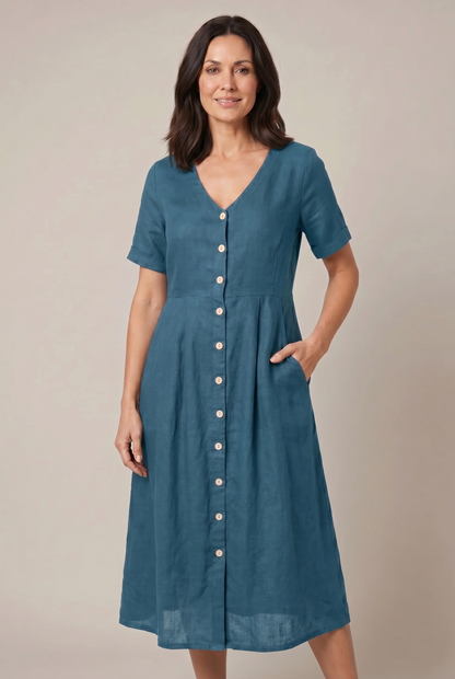 Liora Cotton Linen Midi Dress