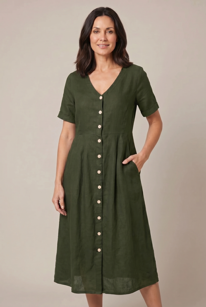Liora Cotton Linen Midi Dress