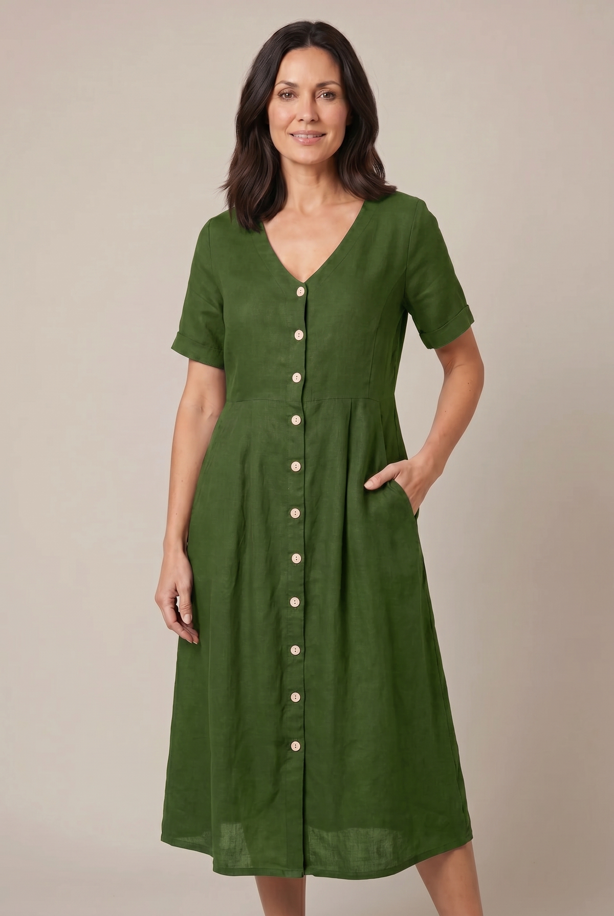 Liora Cotton Linen Midi Dress