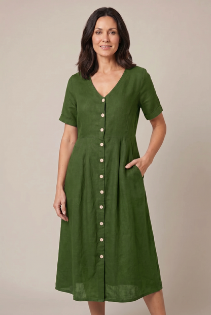 Liora Cotton Linen Midi Dress