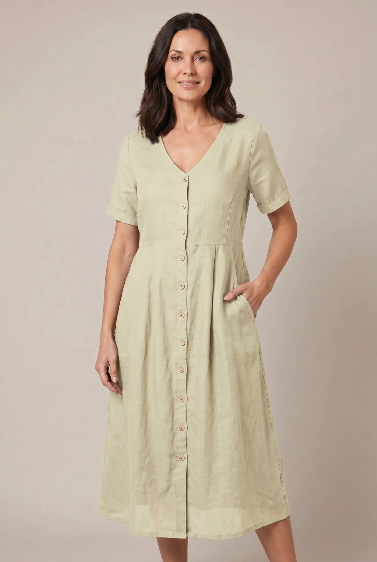 Liora Cotton Linen Midi Dress