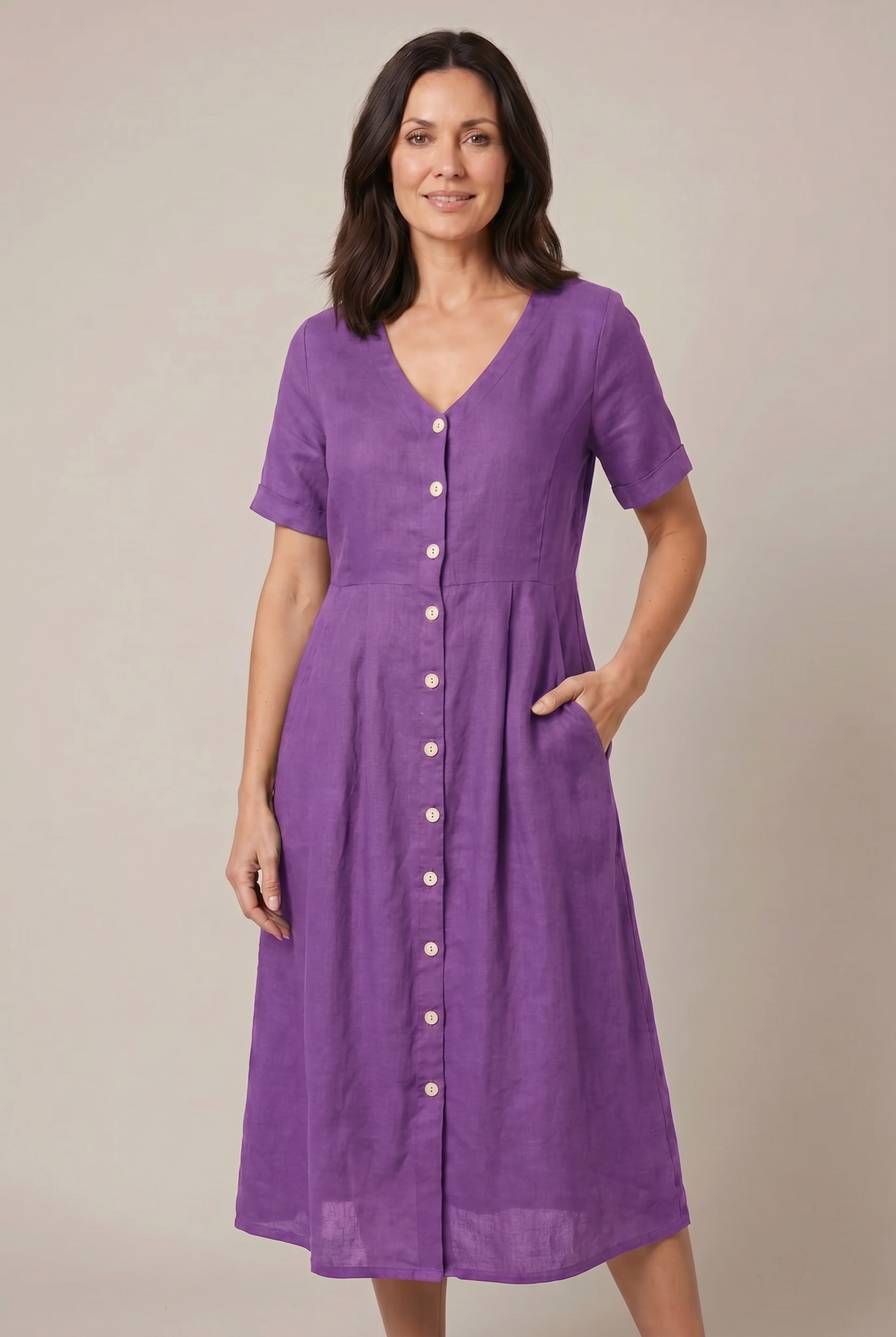 Liora Cotton Linen Midi Dress