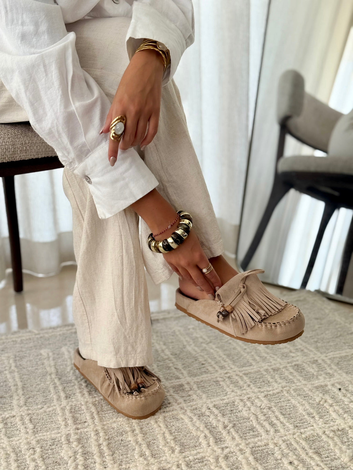 Sabrina Taupe Suede Mules