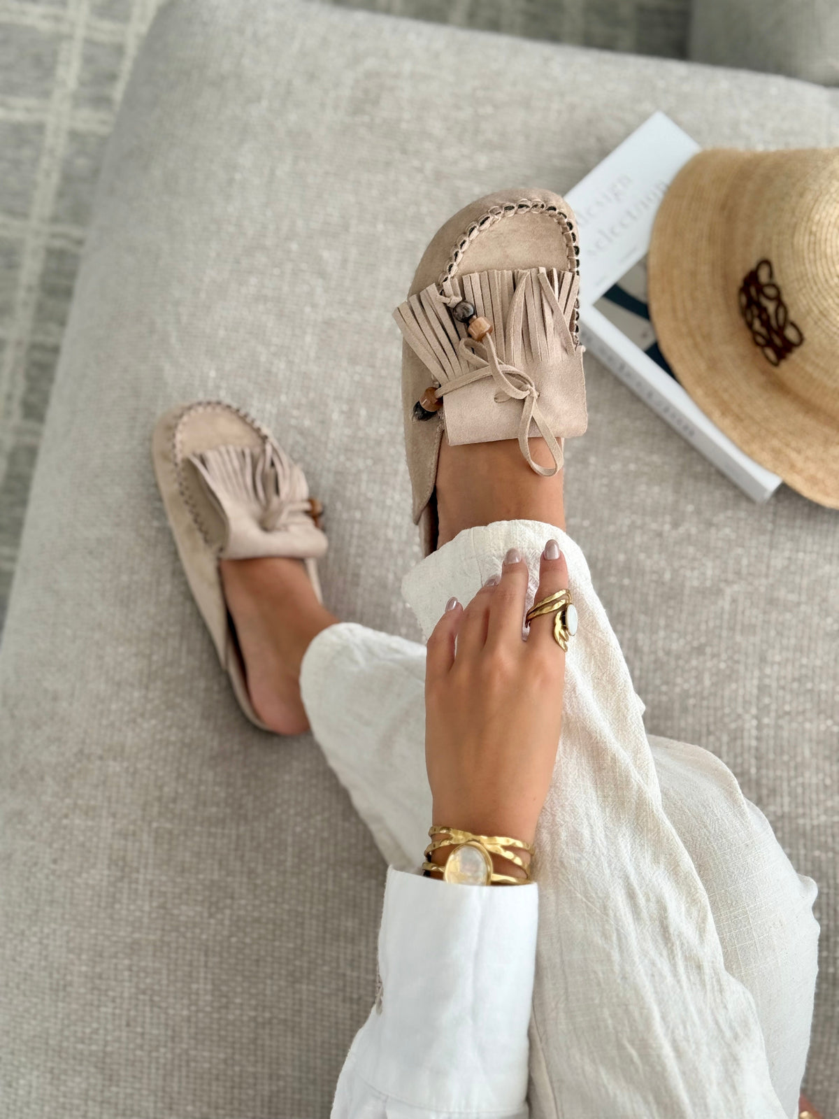 Sabrina Taupe Suede Mules