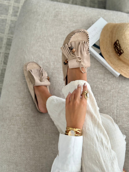 Sabrina Taupe Suede Mules