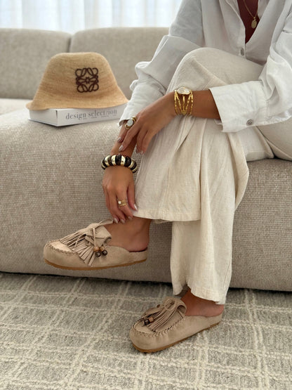Sabrina Taupe Suede Mules