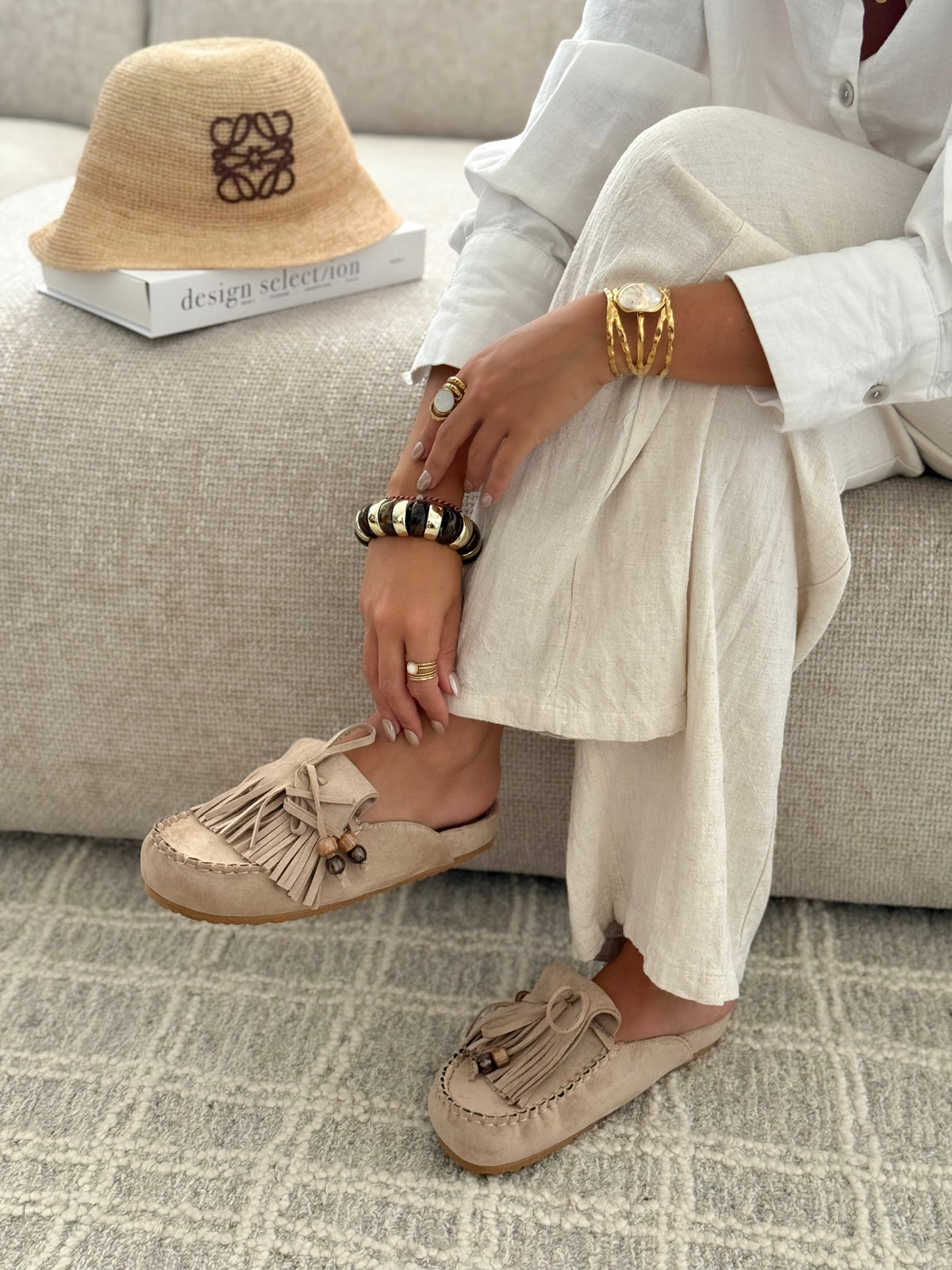 Sabrina Taupe Suede Mules
