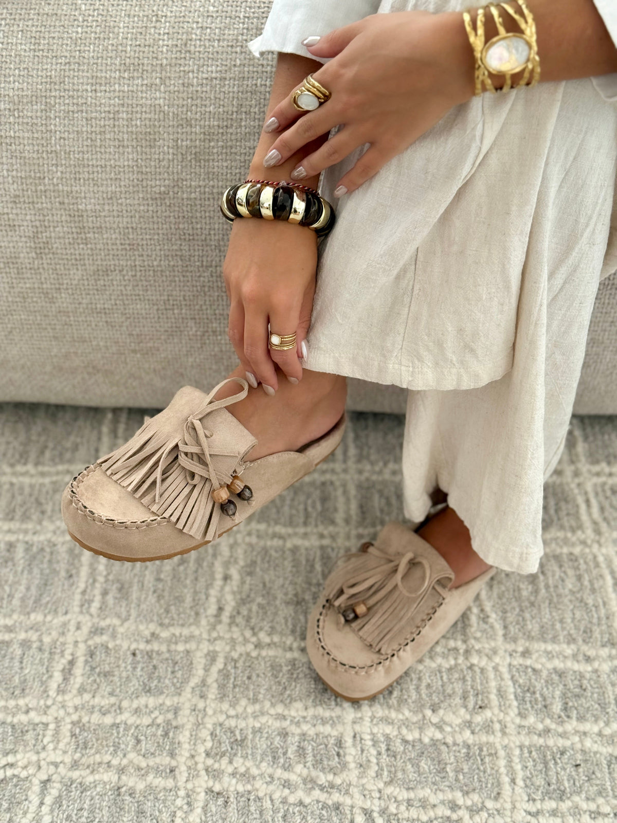 Sabrina Taupe Suede Mules