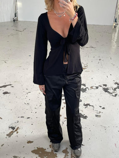 MADDY TIE FRONT BLOUSE